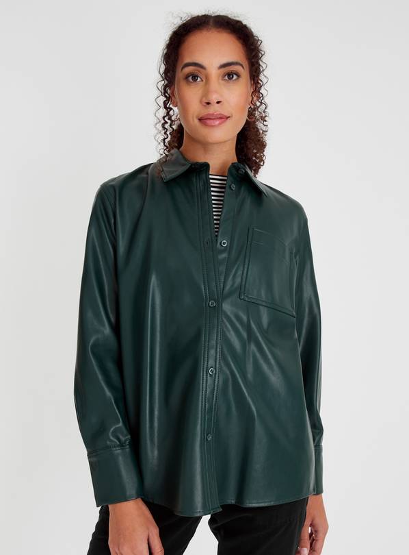 Green leather clearance shirt